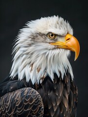 Obraz premium Majestic Bald Eagle Portrait Against Black Background