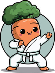 Fototapeta premium a Carrot wear karate suit and style for fight funny illustration vector