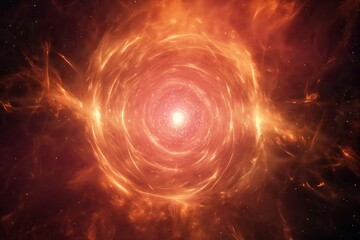 Fototapeta premium A mesmerizing fiery vortex with a bright central glowing point, resembling a cosmic or elemental force in nature.