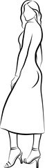 Sketch of Slim Elegant Woman In Dress. Vector illustration
