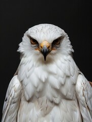 Obraz premium Close-up of a White Falcon on Dark Background