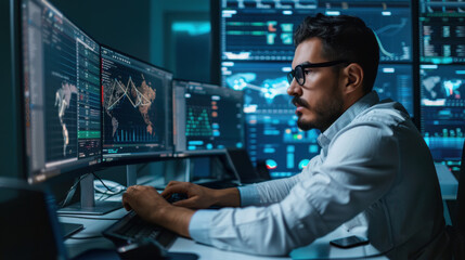 Employee using machine learning algorithms to analyze data.