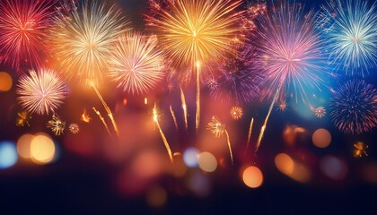 colorful firework with bokeh background new year celebration abstract holiday background