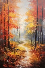 A scenic autumn trail, adorned with vibrant foliage, invites moments of tranquility and deep reflection