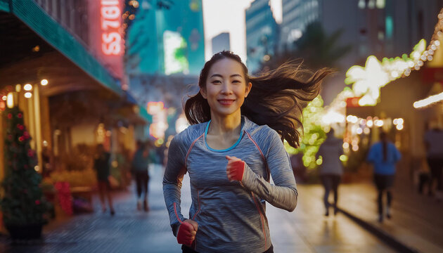 Athlete running street
