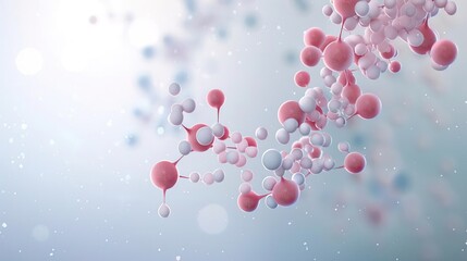 Abstract 3D rendering of molecule structure, representing science, technology, and innovation.