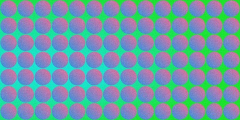 Textured Abstract Pattern of Gradient Spheres with Geometric Elements on a Dark Background with Grainy Noise Effect
