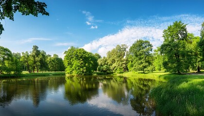 moscow june 19 2021 beautiful summer landscape in meshchersky park nice view of the pond