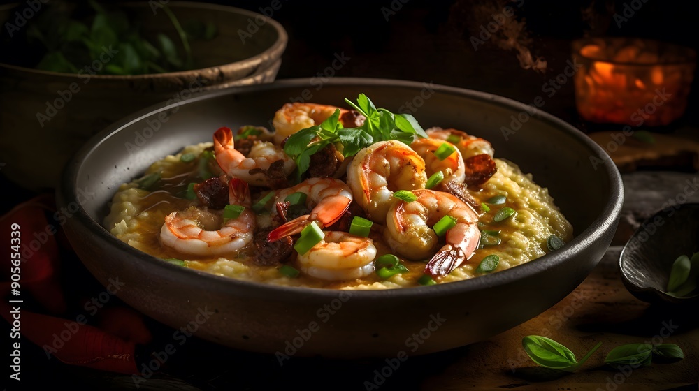 Wall mural shrimp and grits: a southern delicacy