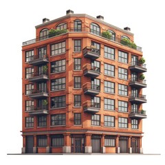 Brick Apartment Building with Balconies