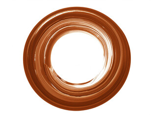 brauner Kreis aus Acrylfarbe, innen wei&szlig;, isoliert auf wei&szlig;en Hintergrund, Freisteller 