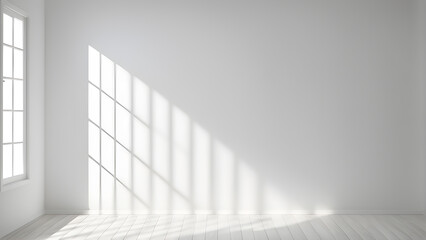 Fototapeta premium Empty room with window and white wall. 