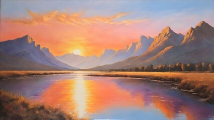 Majestic Sunset Sky Reflecting in Calm Lake