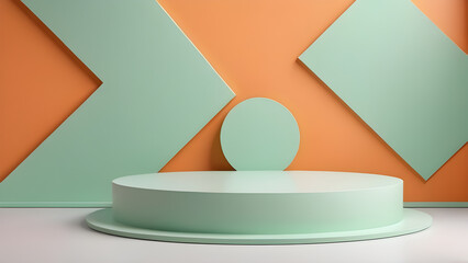 Abstract minimal scene with geometrical forms. Mock up