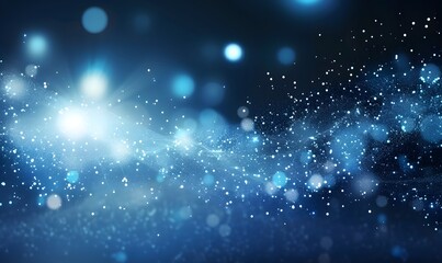 Blue science technology light glowing particles background, generative ai