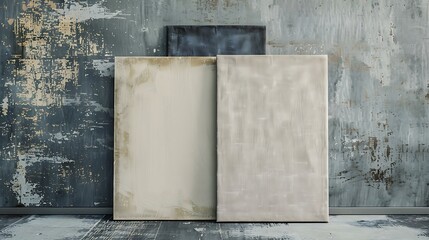 Modern Abstract Canvas Art Against Textured Industrial Wall