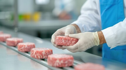 Artificial meat production facility, lab-grown protein.