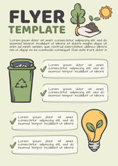 Simple vector flyer design on the theme of ecology and environmental protection. Template for print, banner, advertising, announcement, magazine.