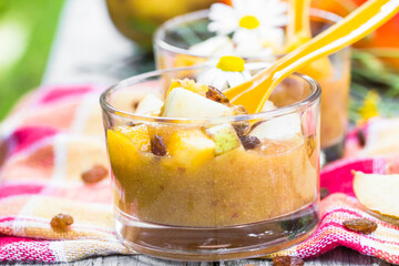 Summer drink garden smoothie pears nectarines raisins