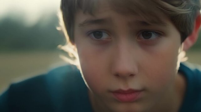 The portrait captures the momentary expression of a young person their face showing a mix of confusion and contemplation as they try to comprehend soing.