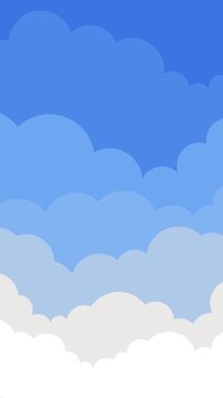 Cloudy blue sky illustration cartoon vertical looping animation abstract background
