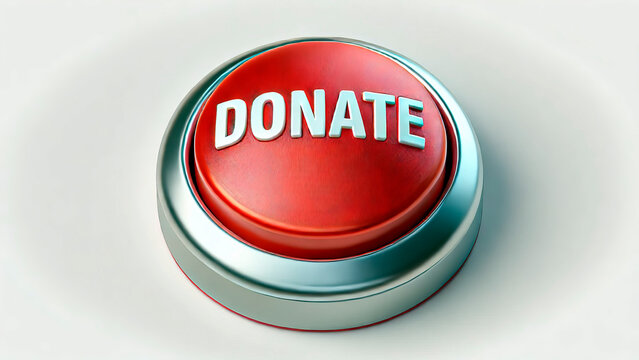 3D red donate button for fundraising