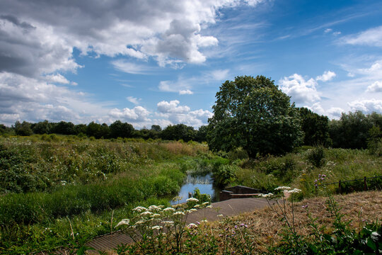 A meandering river with jett. River colne near watford
