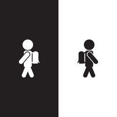 pupil student schoolboy with backpack icon on white background
