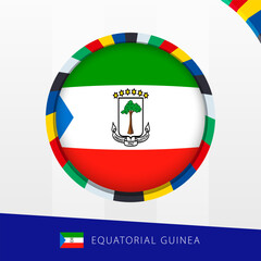 Obraz premium Equatorial Guinea Flag with Colorful Circle Border.
