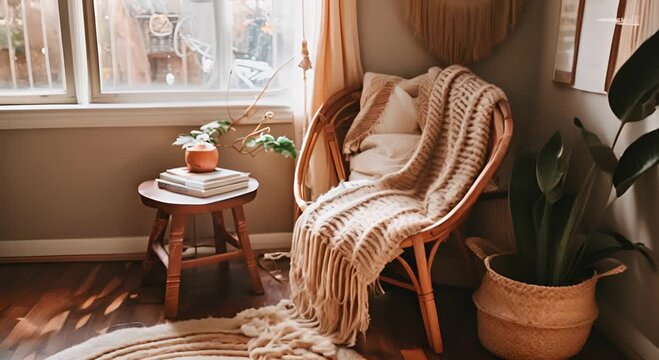 cozy den with window plant table and flowerpot