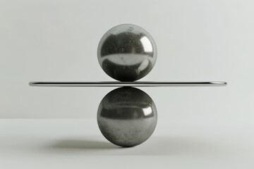 Minimalist Balance Concept with Metallic Spheres. Generative AI
