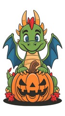 Obraz premium dragon and pumpkin cartoon