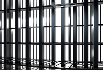 prison bars rendered isolated white background
