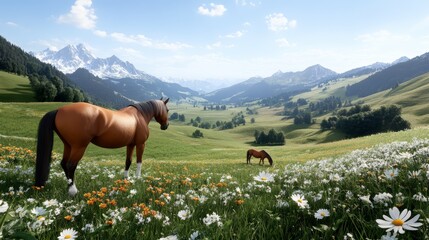 A peaceful countryside scene with rolling hills, grazing sheep, and a quaint farmhouse under a blue sky, ultra HD