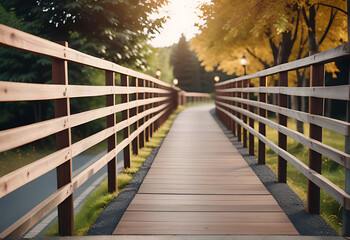 Fototapeta premium twisted asphalt path wooden railing providing protection