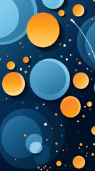 Orange Dots Circles Balls on Blue Background, Abstract Image, Texture, Pattern, Wallpaper, Cover and Screen of Smartphone, Cell Phone, Computer, Laptop, 9:16 and 16:9 Format