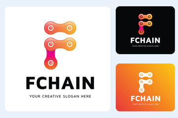 F Letter Chain Logo Design Template