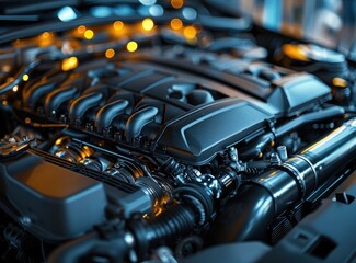 Fototapeta premium Close-up of a Powerful Car Engine