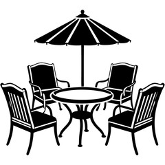 Patio furniture silhouette vector illustration