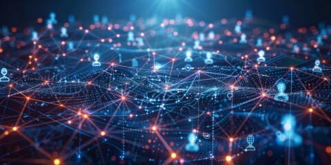 Digital Connection: An Illustration of a Global Network of People Linked by Technology, Representing the Unifying Power of the Internet Across Continents and Cultures.