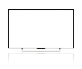 Naklejka premium Realistic tv screen. Smart tv mockup. Blank television template. Vector illustration.
