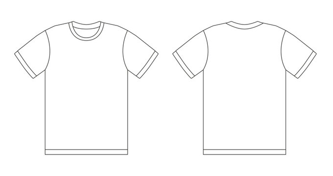 Camiseta blanca mockup plantilla vectorial vista frontal y trasera