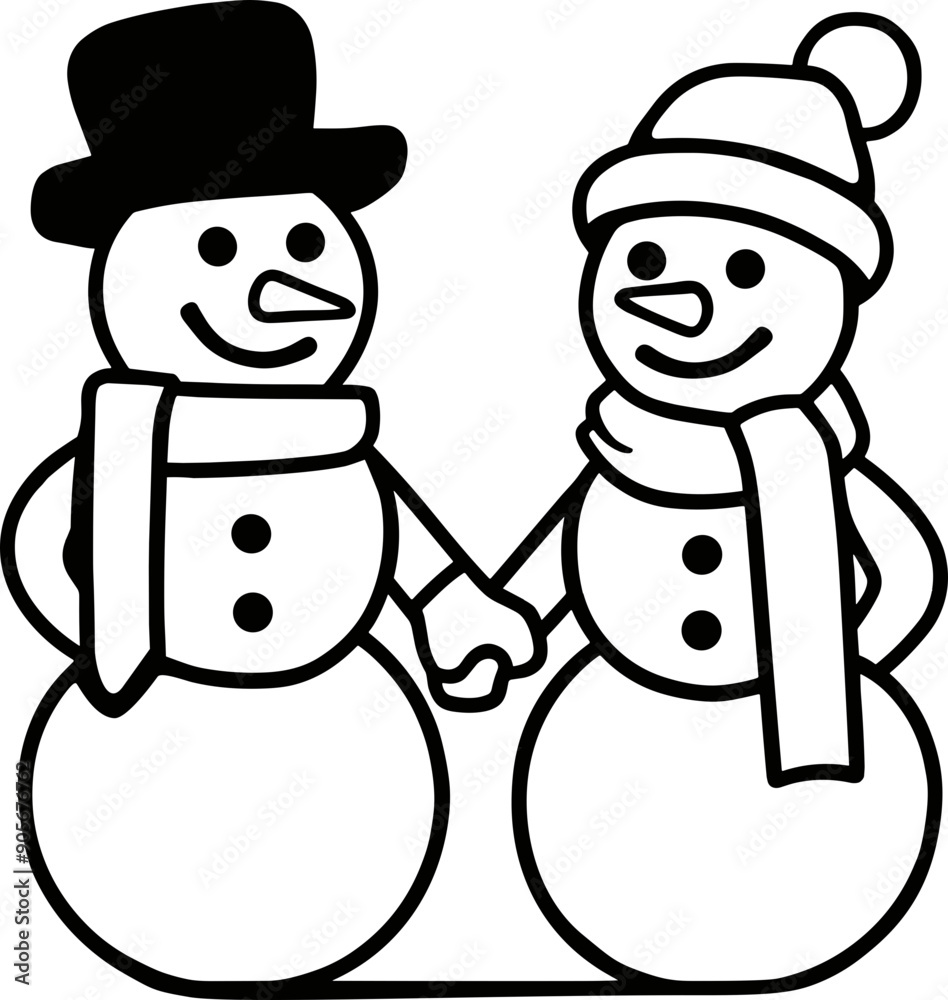 Canvas Prints Snowman Couple