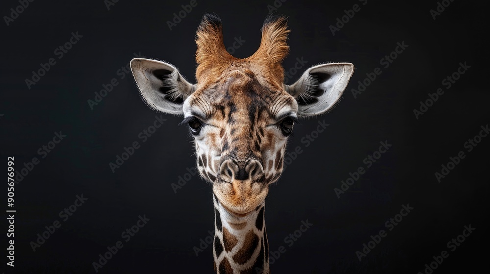 Poster Portrait of an adorable young giraffe