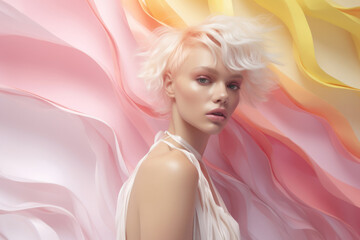 Portrait of a beautiful girl in light pastel colors.
