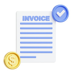 invoice approval 3d icon illustration