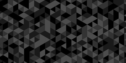 Vector geometric seamless technology gray and black triangle background. Abstract digital grid light pattern black Polygon Mosaic triangle Background, business and corporate background.