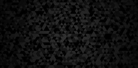 Vector geometric seamless technology gray and black triangle background. Abstract digital grid light pattern black Polygon Mosaic triangle Background, business and corporate background.