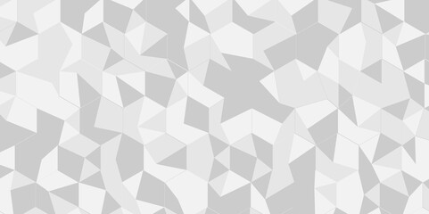 Vector geometric seamless technology gray and white diamond triangle background. Abstract digital grid light pattern white Polygon Mosaic triangle business and corporate background.