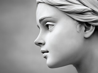 Fototapeta premium Elegant profile of a sculpture captured in black and white light